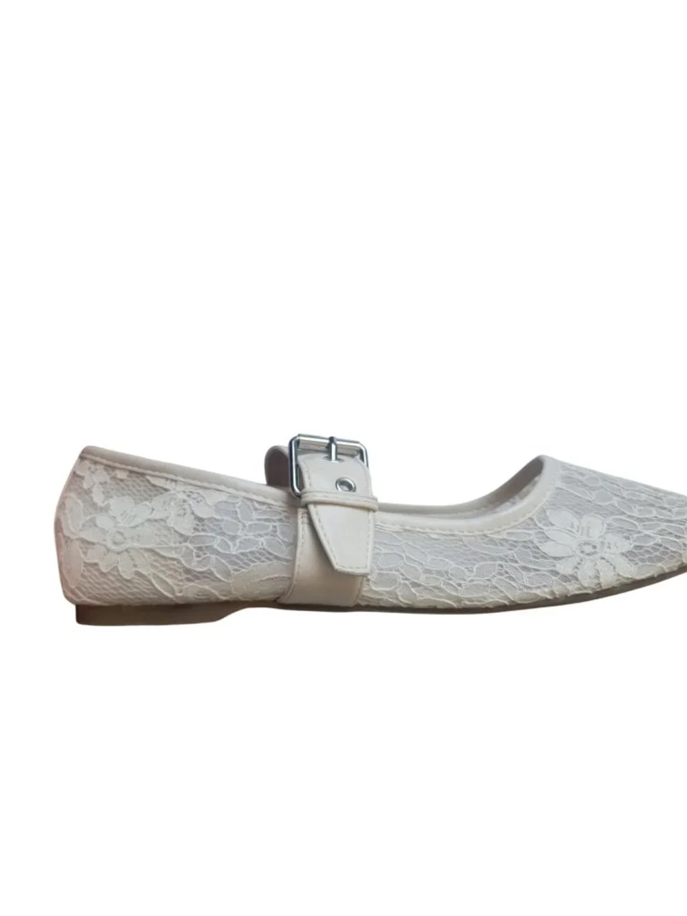 NWOT Dolce Vita White Floral Sheer Ballerina Buckle Size 10 Fairy Elegant - Picture 5 of 8